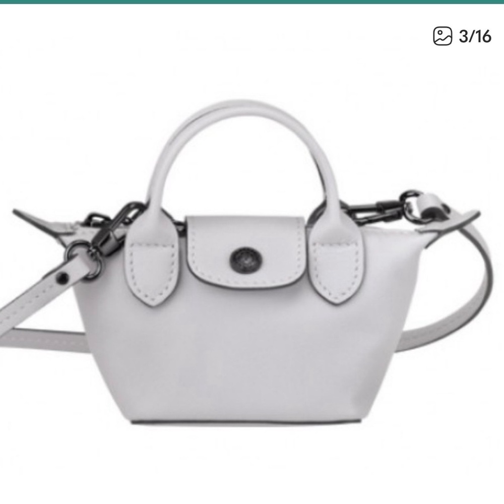 Longchamp Mini Le Pliage Cuir Leather Top Handle micro bag - Picture 4 of 8